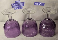 Vintage Purple Glass Thumbprint Goblet Glasses Set Of 3