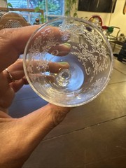 8 Vintage Fosteria Butterfly Etched Stemware Glasses