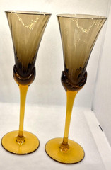 Vintage 1980’s MIKASA BLOSSOM GINGER Champagne Flutes-Set Of 5-Discontinud-EUC