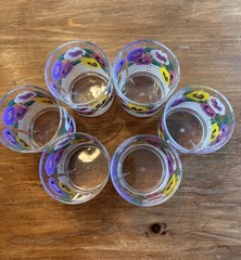 Set Of 6 Vtg Culver Pansy 4 Inch Tall Acrylic Tumblers
