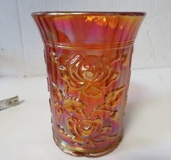 Vintage Pre-logo Imperial Marigold Carnival Glass Lustre Rose Tumbler
