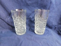 L3 – Libbey Glass USA Crystal Hobstar Highball Tumblers Lot of 2