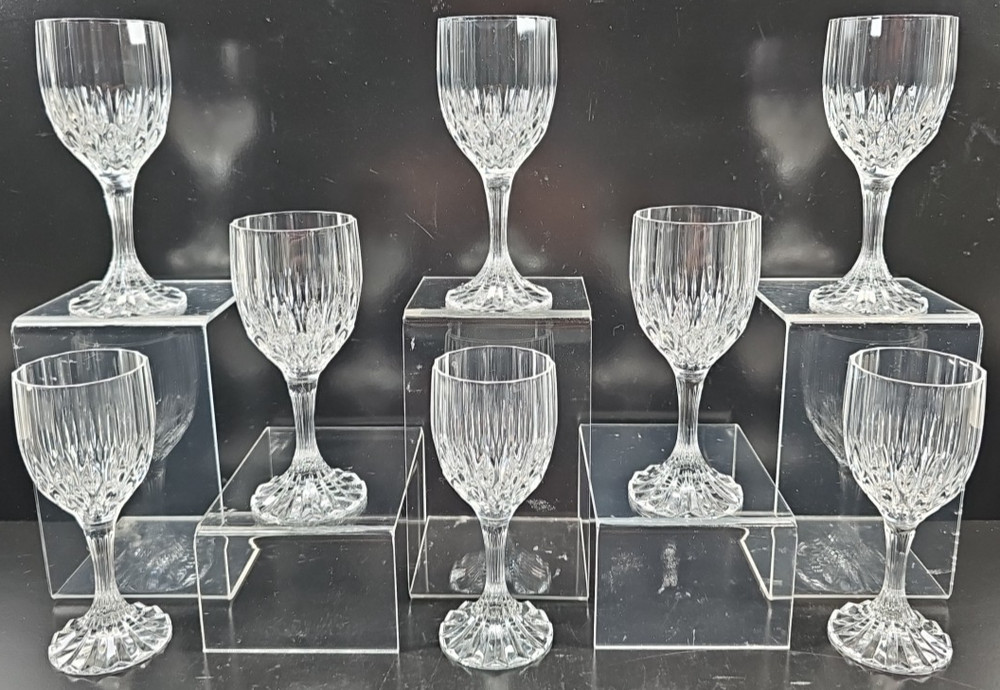 (8) Cristal D’Arques Bretagne Cordial Glasses Set Vintage Small Cut Stemware Lot
