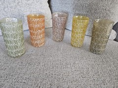 5 VINTAGE SPAGHETTI STRING GLASS TUMBLERS – GLASSES NICE MCM