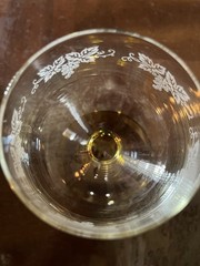 Vintage Golden Amber Bee Hive Stem Grape Motif Wine Goblet