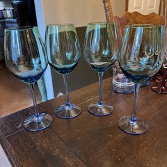 Set Of 4 Block Crystal Festive Green Blue Wine Glasses