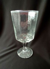 SET OF 4 VTG LIBBEY FACETS CLEAR WATER GLASS GOBLETS 6 3/4″