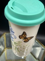 Lenox Butterfly Meadow double wall ceramic thermal travel tumbler with lid