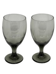 VTG Libbey Premiere Smoked Gray Wine Glasses Set of 2 MCM 7″x3.5″ Classic MCM