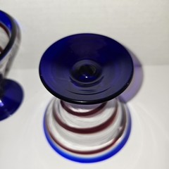 2Kosta Boda Hand Blown Royal Caribbean Martini/Margarita Glass Cobalt Blue Swirl