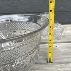 Imperial Cape Cod Glass Punch Bowl, Ladle & 10 Cups Elegant Clear Glass Wedding