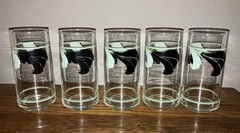 Vintage Set of 5 Corelle Black Orchid Glass Tumblers