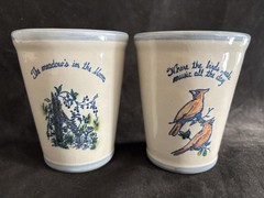 Vintage 1976 Louisville Stoneware Kentucky Mint Julep Cups Set Of 6 Kind Trees