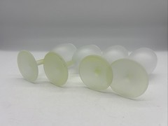 Vintage Frosted White Glass Yellow Stemmed Cordial Shot Glasses Set of 4 EUC
