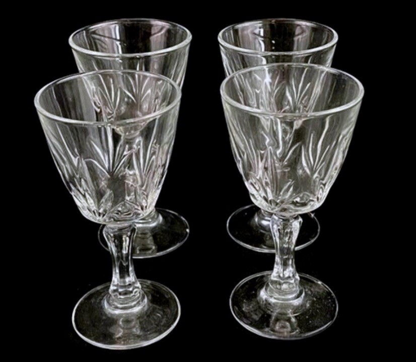 4 Cristal d’Arques Durand Crystal Cordial Glasses Palmes Mini Dessert Tasting