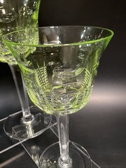 2 Waterford Simply Lime Cut to Clear Crystal Water Goblets Excellent 8 1/4″ EUC