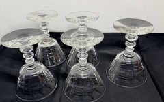 5 Libbey Rock Sharpe Crystal Spear & ring ‘rugby’ Sherry/dessert Hocks