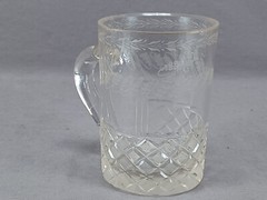 Mid 19th Century German Engraved Aus Freundschaft Flint Glass Mug / Tankard