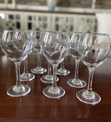 Set Of 8 Clear Stemmed Wine/Water Glasses 8″ Tall