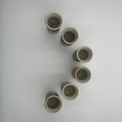 Vintage Leon Kula Art Pottery Mini Goblets Cordial Glasses Drip Glaze Set of 6