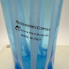 Alessandro Coppola Arte di Murano Italy Blue White Glass Tumbler NWT