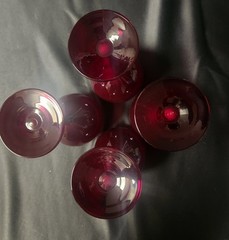 Crystal Ruby Red Long Stem Elegant Goblets – Set of Four