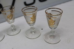 Cordial Glass Golden Foliage Glass Libbey Glass Company Set-6 w/box Vintage #1
