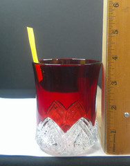 McKee & Brothers, EAPG, Heart Band, #139, Ruby Stain, Flat Tumbler, c1890’s, USA