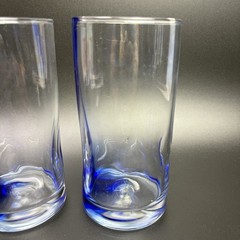 LIBBEY Crisa Blue Ribbon Dimpled Twist Swirl 6″ Glasses 16 Oz EUC, SET OF 2