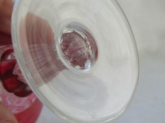 Vintage Cut to Clear Cranberry Stained Blown Glass 4.5″ Brandy Snifter