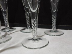 SET OF 6 -Vintage Clear Glass 8.5″ Air Twist Helix WATER Glasses