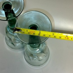 La Mediterranea Recycled Green Glass Goblets Spain Set of 2 Vtg Wide Stemmed Cup