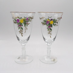 Old Country Roses by Royal Albert Iced Tea Goblets Hand Painted Set of 2