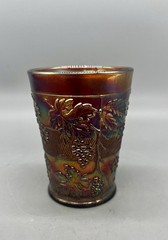 Dugan Floral & Grape Amethyst Carnival Glass Tumbler