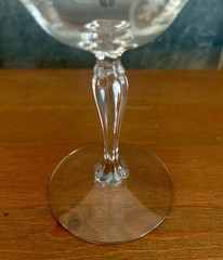 Etched Fuchsia Floral Stemmed Cocktail Glasses Coupes Vintage Barware Pair of 2