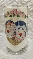 Pig Glass Tumbler Tienshan Pig Pal 5” Cup Barnyard Farm Animal Roses Ribbon Bows