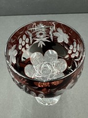 Nachtmann Traube Crystal Wine Glass Dark Red Cut to Clear 8 1/4″ Germany