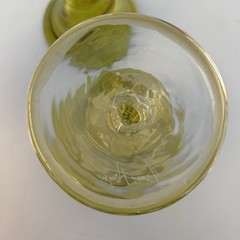James Hayes Art Glass Set of 2 Artist Signed Martini Glasses Swirly Green