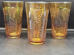 4 Vintage Indiana Glass Harvest Grape Marigold Carnival Tumblers/Water Glasses