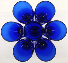 7) Pier 1 Cobalt Blue Iced Tea Glass Set Elegant Stemware Drinking Bar P1C13 Lot