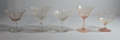 Vintage Glassware Lot Stemware Etched Amber 10 Lot Depression Champagne Sherbert