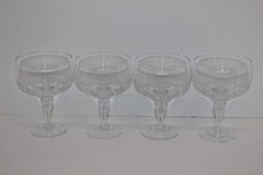 SET OF 4 CORCORAN TEARDROP CLEAR GLASS 5.25″ SHERBET/CHAMPAGNE GOBLETS/GLASSES