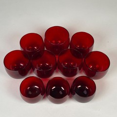 10 Vintage Anchor Hocking Ruby Red Roly Poly Glass Tumblers Cocktail Glasses