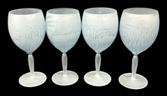 RARE Set of 4 Hebron Hand Blown 7″ Art Glass Wine Glasses Blue – Made in Israel