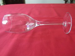 Set of 4 Vintage Clear Panel Optic Blown Crystal Wine Glasses 7 1/2″