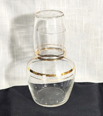 VINTAGE LIBBEY BEDSIDE GLASS CARAFE WITH TUMBLER, #3010-5
