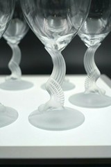 – ONE – Lenox Swan Lake Water Wine Goblet Glasses Frosted Stems 7 5/8″