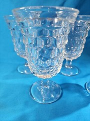 Set of 4 Fostoria Glass AMERICAN Water Footed Glasses Optic Cube