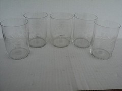 Etched Star Pinwheel Cut Glass Juice Glasses – – Set of 5