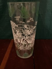Vintage Highball Glass Bar Glass Colonial Williamsburg Virginia Green White 16oz